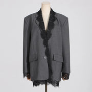 Lace-Trim Relaxed Blazer