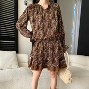 Paisley-Print Ruffled Mini Dress