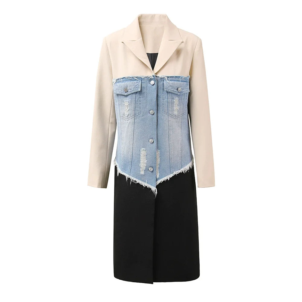 Colorblock Paneled Long Coat