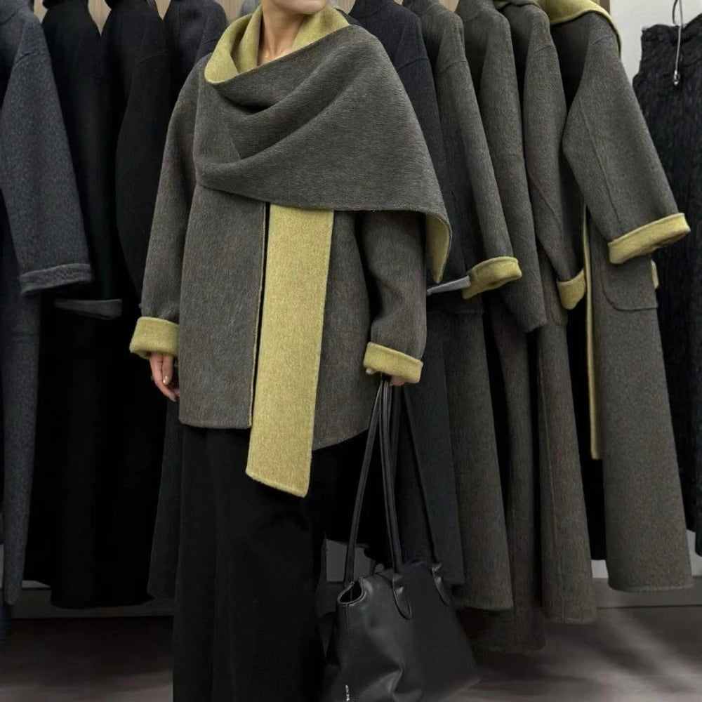 Draped-Collar Asymmetric Jacket