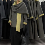 Draped-Collar Asymmetric Jacket