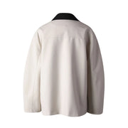 Contrast-Collar Patch-Pocket Jacket