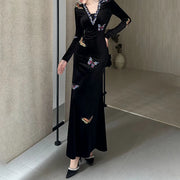 Butterfly-Applique Long-Sleeve Dress