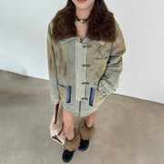 Contrast-Pocket Longline Jacket