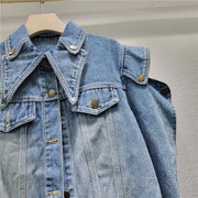 Cutout-Shoulder Button-Front Jacket