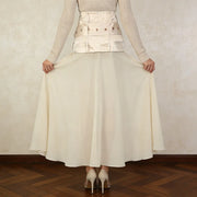 Embellished-Waist Straight Skirt