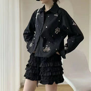 Embellished Glossy Cropped Shirt