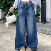 Wide-Leg Faded Jeans