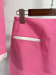 Contrast-Trim Jacket and Skirt Set