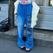 Letter-Print Drawstring Pants