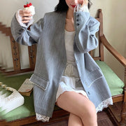 Scalloped-Trim Longline Jacket