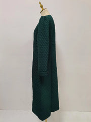 Quilted Button-Front Long Coat