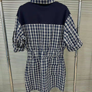 Plaid Short-Sleeve Shirt Dress