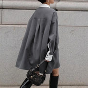 Contrast-Collar Longline Jacket