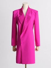 Embellished-Lapel Longline Blazer