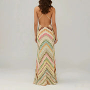 Chevron Sleeveless Long Dress