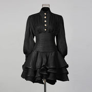 Ruched-Waist Ruffled Mini Dress