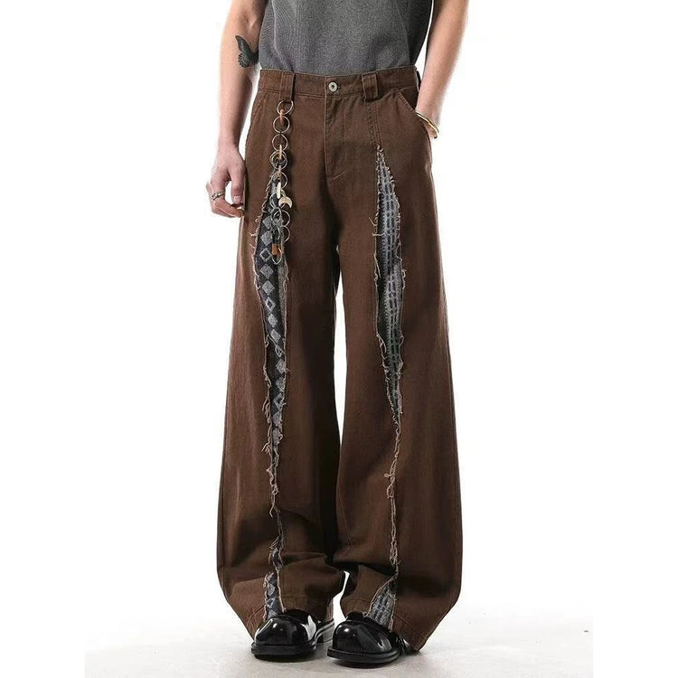 Distressed Wide-Leg Pants