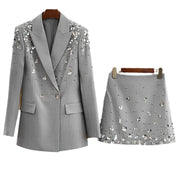 Embellished Blazer and Mini Skirt Set