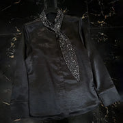 Embellished Tie-Neck Blouse