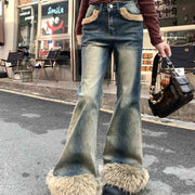 Shaggy-Hem Flared Jeans