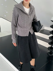 Cable-Textured Zip-Up Cardigan