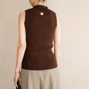 Keyhole-Detail Sleeveless High-Neck Top