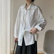 Lace-Panel Relaxed Button Shirt