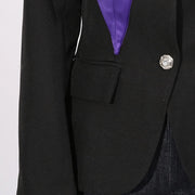 Contrast-Panel Fitted Blazer