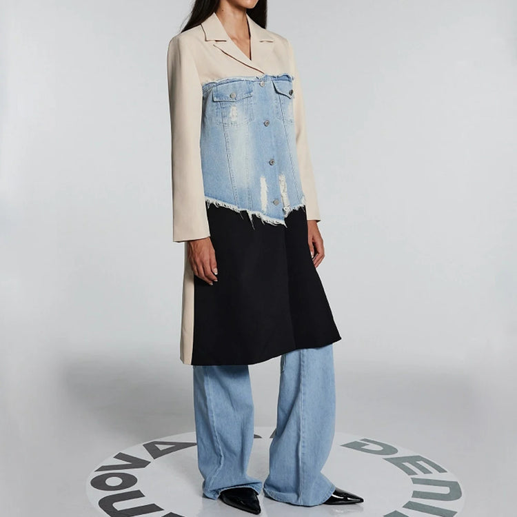 Colorblock Paneled Long Coat