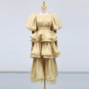 Floral Puff-Sleeve Tiered Dress