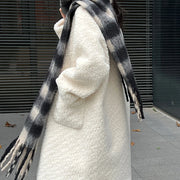 Textured Button-Front Long Coat