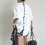 Lace-Up Back Relaxed Shirt