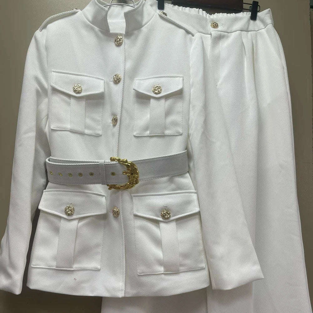 Pocket-Detail Jacket and Pants Set