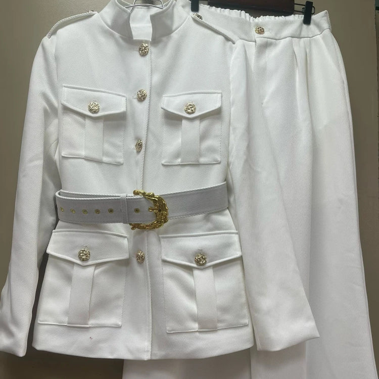 Pocket-Detail Jacket and Pants Set