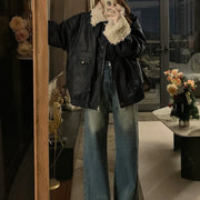 Fluffy-Trim Relaxed Jacket