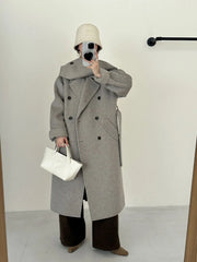 Oversized-Collar Tie-Waist Coat