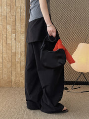 Wrap-Overlay Wide-Leg Pants