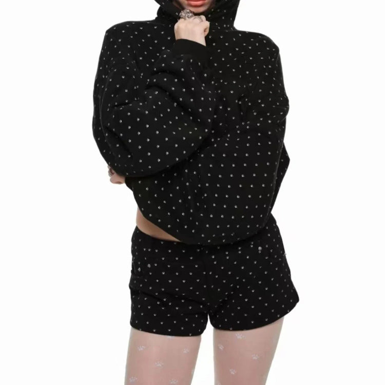 Polka-Dot Hoodie and Shorts Set