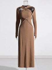 Twisted Cutout Long-Sleeve Dress