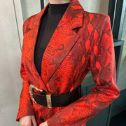 Snake-Print Blazer and Skirt Set