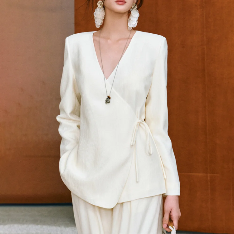 V-Neck Side-Tie Blouse