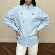 Embellished Collared Button Shirt