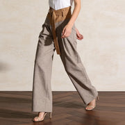 Contrast-Waist Wide-Leg Pants