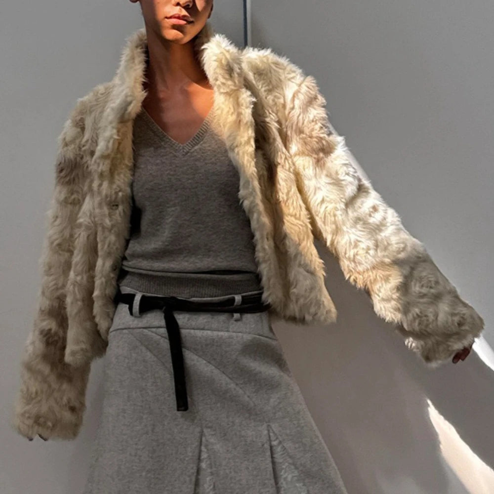 Shaggy Collared Cropped Jacket