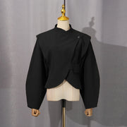 Stand-Collar Balloon-Sleeve Jacket