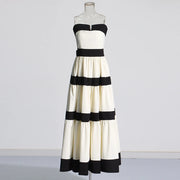 Colorblock Strapless Long Dress