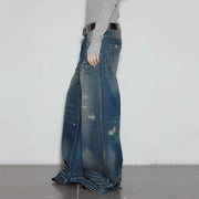 Distressed Wide-Leg Jeans