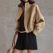 Stand-Collar Zip-Up Cropped Jacket