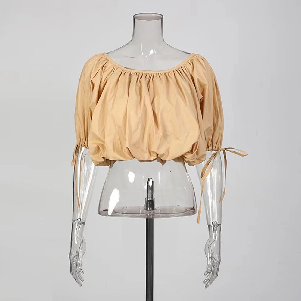 Off-Shoulder Puff-Sleeve Blouse